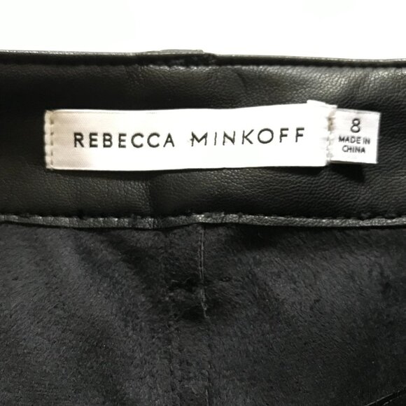 Rebecca Minkoff June Faux Leather Pants Womens 8 Black Straight Leg Cropped Crop - Picture 9 of 13